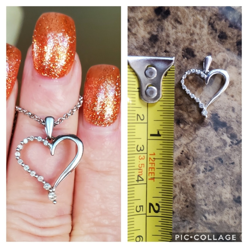 Genuine 10k White Gold Heart, with .40ct Diamonds Pendant - Picture 5 of 5